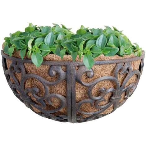 Pot de fleurs mural en fonte avec insert