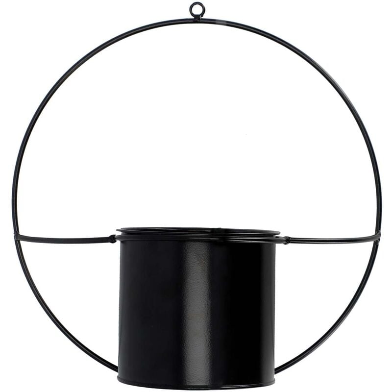 Esschert Design - Jardinière déco ronde d'intérieur en métal noir Fixation murale