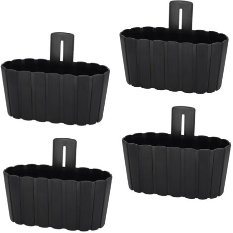 Pot de fleurs mural rustique anthracite 28 cm, lot de 4