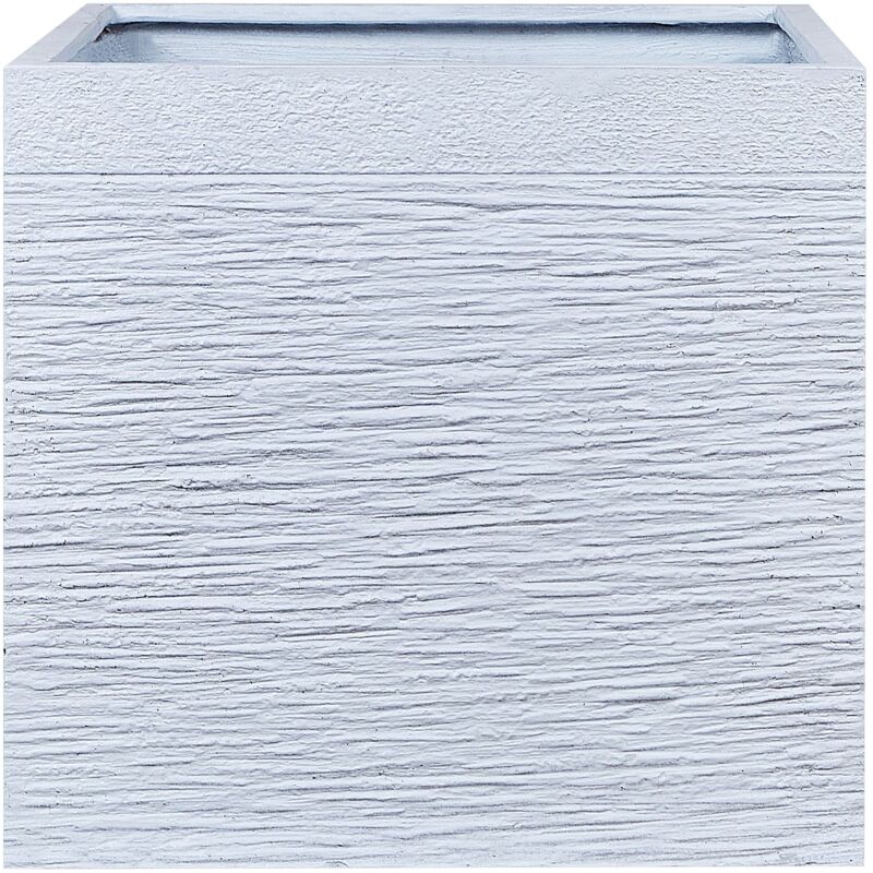 Beliani - Cache-Pot Blanc Cube en Mélange de Fibres 50 x 50 x 48 cm Pot de Fleurs Effet Pierre de Design Moderne Idéal pour Extérieur et Intérieur