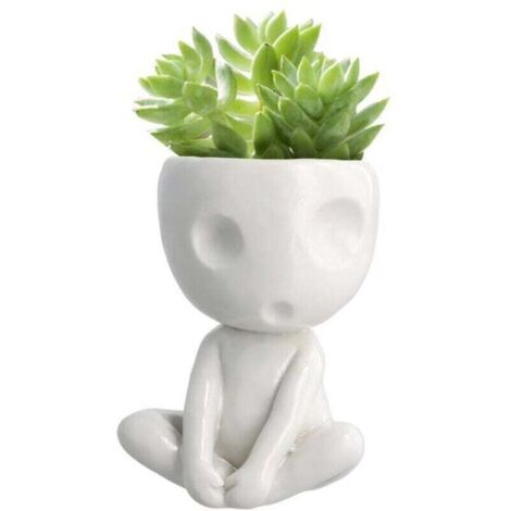 Pot de Fleurs Phosphorescent en Céramique avec Visage Mignon pour Succulentes et Cactus – Déco Maison Bureau Ortviai