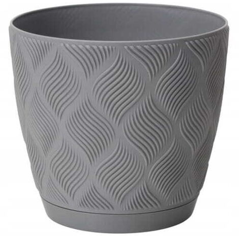 Pot de fleurs Platinum Eco 17,2 x 19 cm en plastique classique avec soucoupe Flow Petit