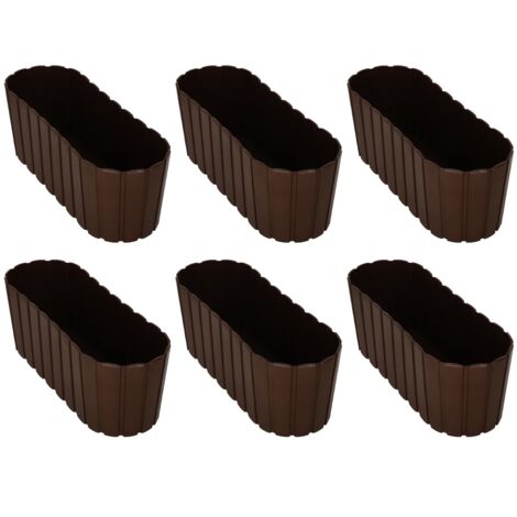 Pot de fleurs pour balcon, jardinière pour balcon ou terrasse, marron, 40 cm, lot de 6