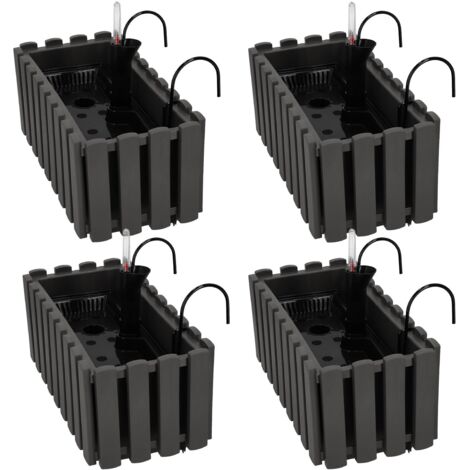 Pot de fleurs pour balcon ou terrasse, gris, 40 cm, lot de 4