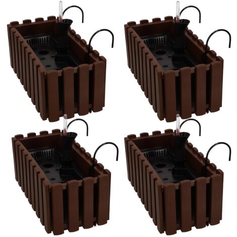 Pot de fleurs pour balcon ou terrasse, marron, 40 cm, lot de 4