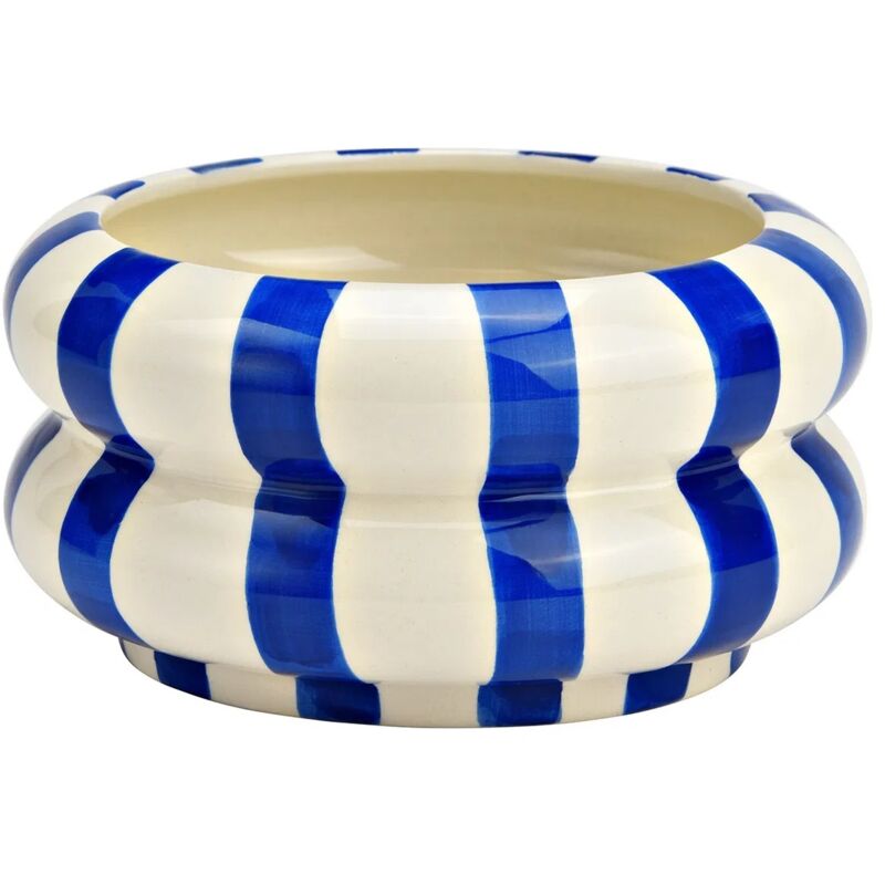 Pot de fleurs rayé en céramique Bleu Blanc 15 x 8 x 15 cm