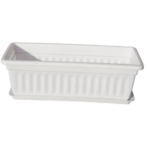 Pot de fleurs rectangulaire avec trou de drainage et soucoupe