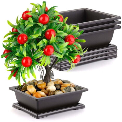 Pot de fleurs rectangulaire en plastique noir 29 x 21 x 10,5 po (lot de 3)