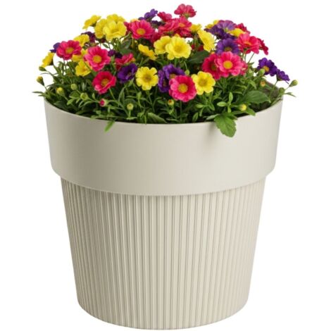 Pot de fleurs recyclé SILVA LINE beige h13,8 x 16 cm