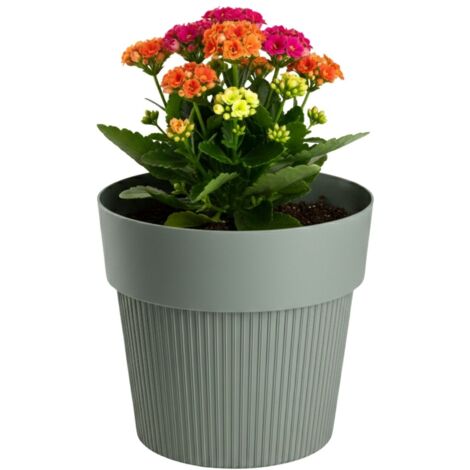Pot de fleurs recyclé SILVA LINE, gris-vert, h11,5 x 13,2 cm