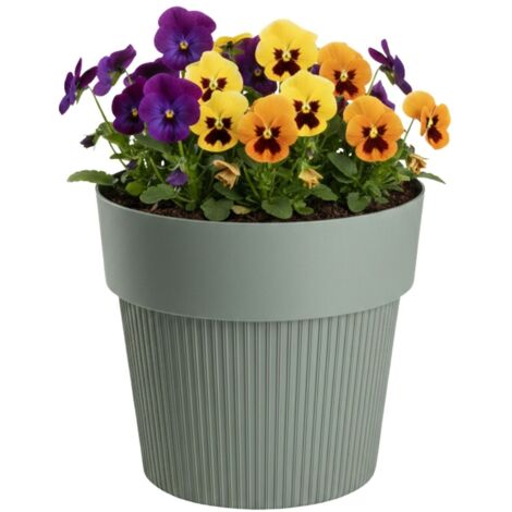 Pot de fleurs recyclé SILVA LINE, gris-vert, h13,8 x 16 cm