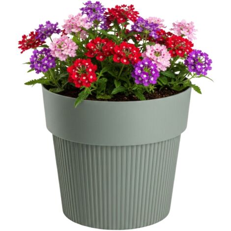 Pot de fleurs recyclé SILVA LINE, gris-vert, h17,4 x 20 cm