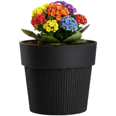 Pot de fleurs recyclé SILVA LINE noir h11,5 x 13,2 cm