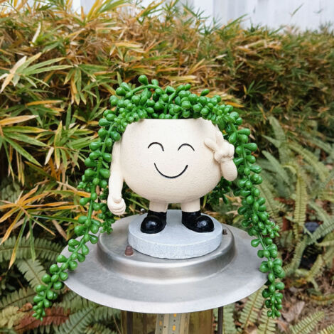 Pot de Fleurs Résine "Smiley" Support Plante Décor Café Type 1