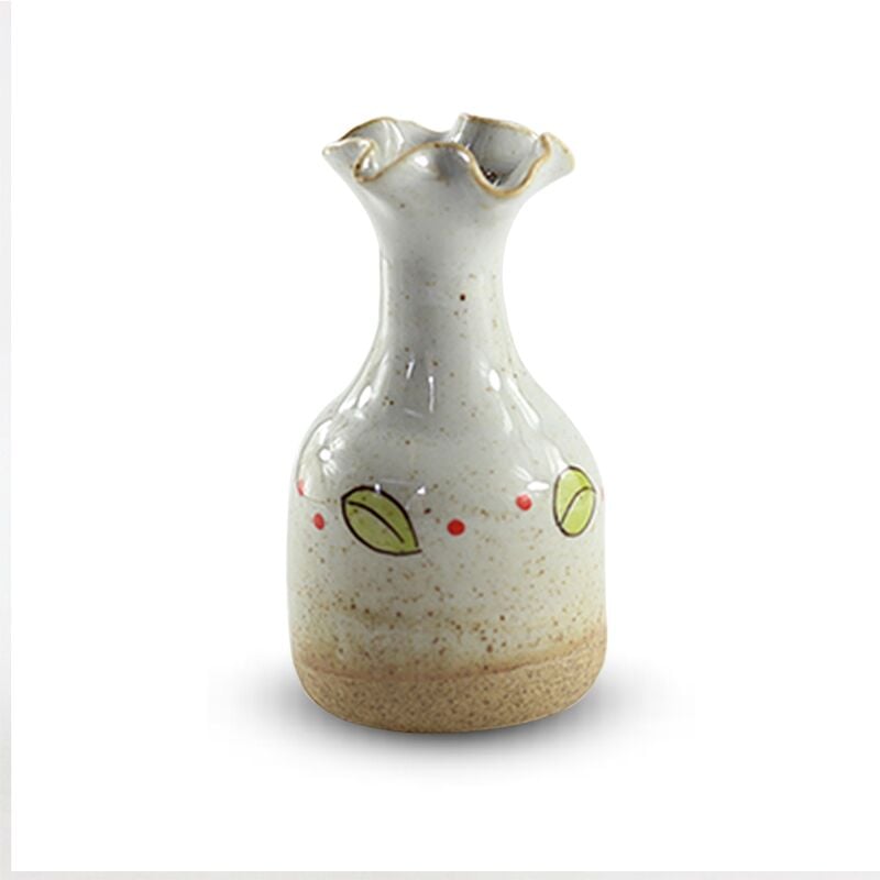 Tlily - Pot de fleurs retro de feuille verte peinte a la main Vase en ceramique Vase simple creatif de gres Decoration de culture pour la plante