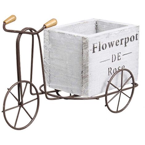 Pot de fleurs rétro en bois en forme de vélo, jardinière pour plantes succulentes, décoration intérieure ---