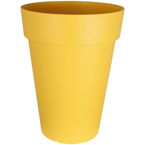 Pot de fleurs RIVIERA - SOLEILLA HAUT - Plastique - H65 x D49 cm - Jaune