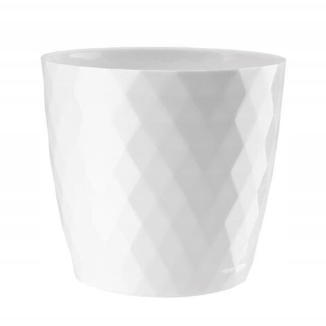 Pot de fleurs rond en plastique blanc 20 cm Cristal