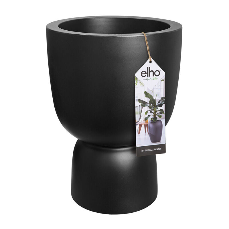 Elho - Pot de fleurs rond en plastique extérieur/intérieur ø 41 cm Pure Coupe noir