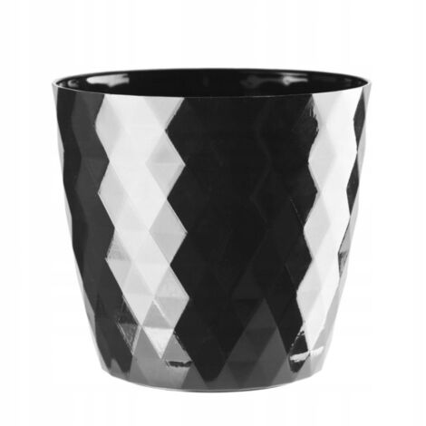 Pot de fleurs rond en plastique noir 14 cm Cristal
