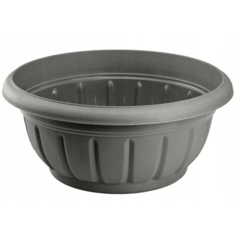 Pot de fleurs rond en plastique Verona, bol en graphite, 26 cm
