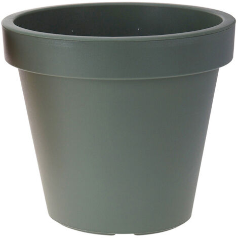 Pot de fleurs rond en plastique vert 25 x 22 cm