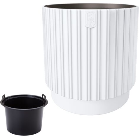 Pot de fleurs rond Mika Cyli 30 avec insert  Blanc