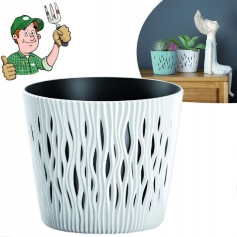 Pot de fleurs rond Prosperplast Sandy DSR160, blanc, avec insert