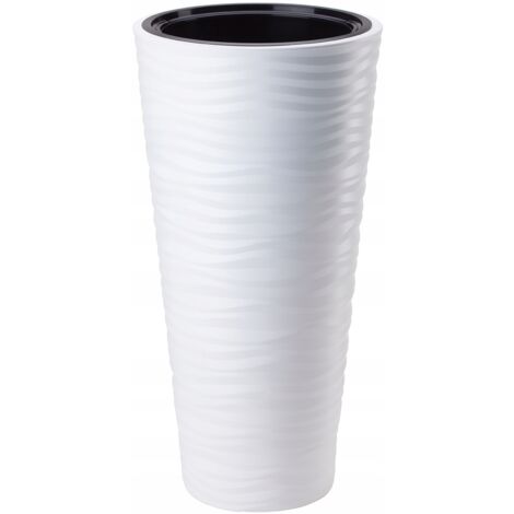 Pot de fleurs rond Sahara Dunes Slim 35  Blanc