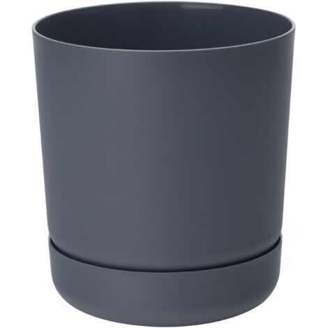 Pot de fleurs rond Satina 20 avec soucoupe  Anthracite