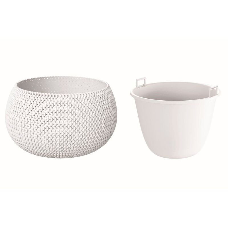 Splofy Bowl pot rond en plastique blanc avec réservoir 23,9 (l) x 23,9 (l) x 16,1 (h) cm