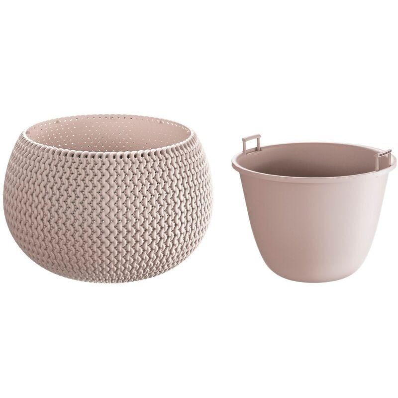 Splofy Bowl pot rond en plastique avec réservoir en couleur mocca 47,8 (L) x 47,8 (l) x 30 (H) cm