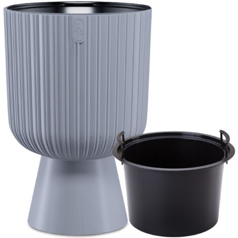 Pot de fleurs rond sur pied Keli Mika 30  Platine
