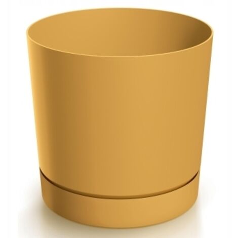 Pot de fleurs rond Tubo P 200 avec soucoupe Moutarde