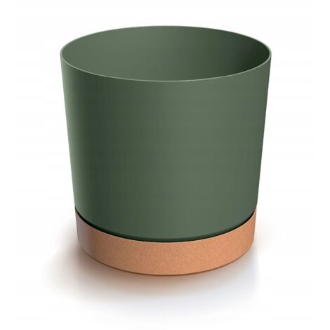 Pot de fleurs rond Tubo vert avec soucoupe 12,8 cm