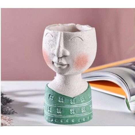 Pot de fleurs sculpté, vase portrait en résine, jardinière créative