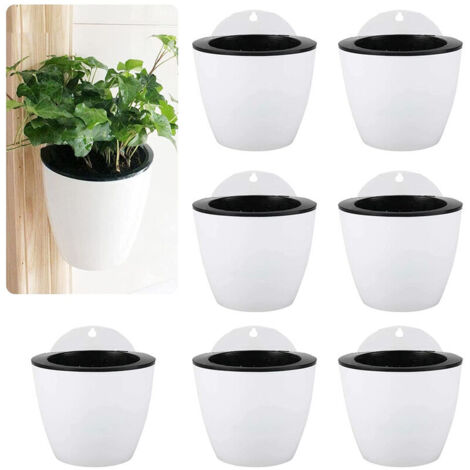 Pot de Fleurs Suspendu - Arrosage Automatique - Double Couche - Pour Plantes d Intérieur - 13 cm - Lot de 7