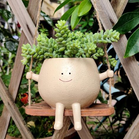 Pot de fleurs suspendu avec tête pivotante - Pot décoratif amusant - 1 pièce