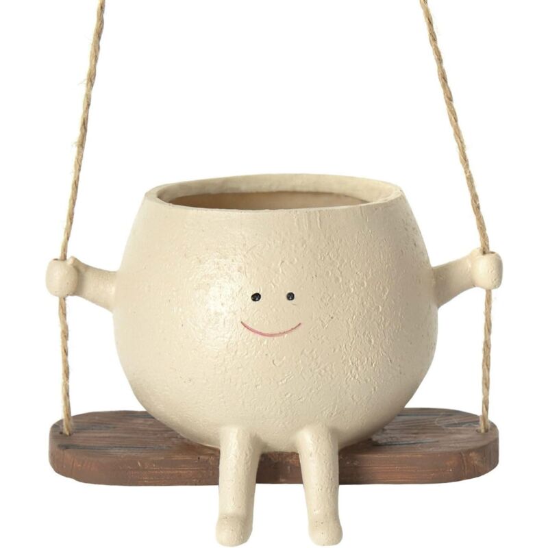 Pot de Fleurs Suspendu avec Visage Pivotant, Joli Pot de Fleurs pour Plantes D'intérieur et D'extérieur, en Résine, Visage Souriant, Pot de Fleurs,