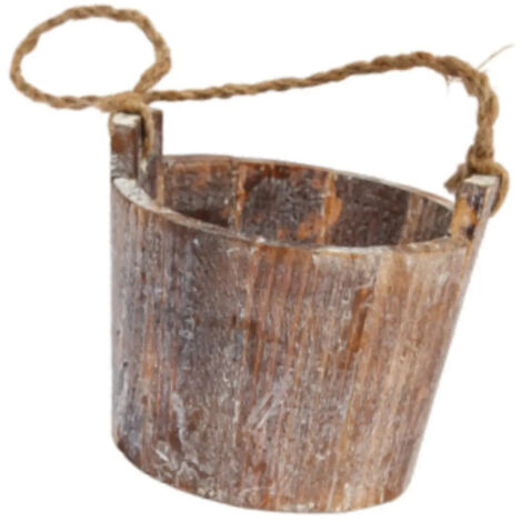 Pot de fleurs suspendu en bois avec corde design rustique pour