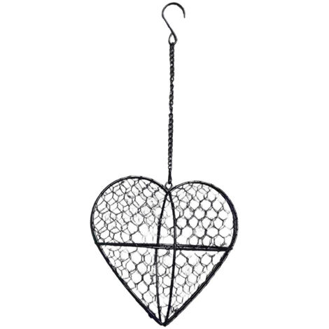 Pot de fleurs suspendu en fil de fer en forme de cur