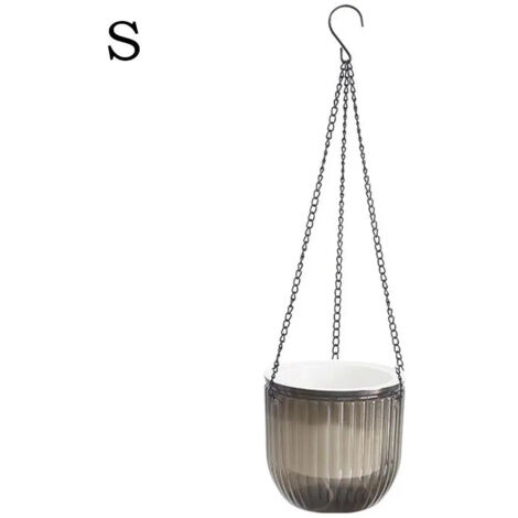 Pot de fleurs suspendu en imitation rotin avec motif en L