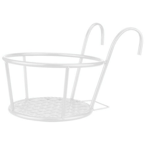 Pot de fleurs suspendu en métal fer épais, porte 5 pots de fleurs sur balcon, résistant aux intempéries, blanc bronze noir, dimensions 22cm.