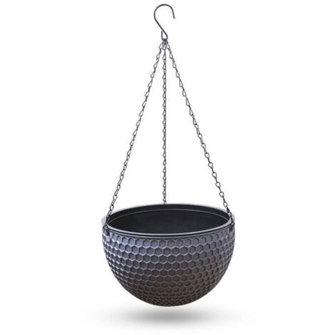 Pot de fleurs suspendu en plastique   - Rond - 25,516 cm - Avec trou de drainage