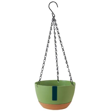 Pot de fleurs suspendu - Non spécifié - 20,5 x 12,5 x 13 cm - Plastique - Vert pomme - Avec réserve d'eau
