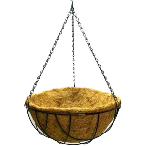 Pot de fleurs suspendu, Panier suspendu métallique Demi-rond avec chaîne, 12" Diamètre 30cm Hauteur, pour Porch Garden Balcony