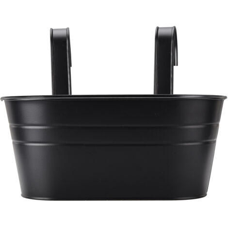 Pot de Fleurs Suspendu pour Rail - Support Métalique Amovible Noir pour Balcon Fence Jardin