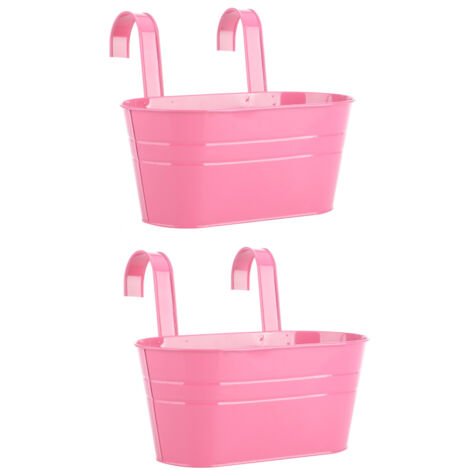 Pot de fleurs suspendus  Pots à suspendre en fer pour fenêtre, balcon ou jardin rustique - 2 pots métalliques en rose