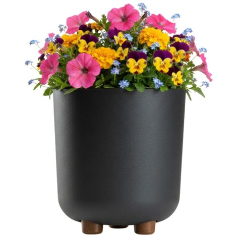 Pot de fleurs TERRA sur pieds, recyclé, anthracite, h21 x 19,3 cm