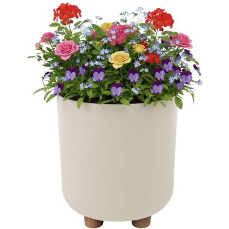 Pot de fleurs TERRA sur pieds, recyclé, beige, h21x19,3 cm